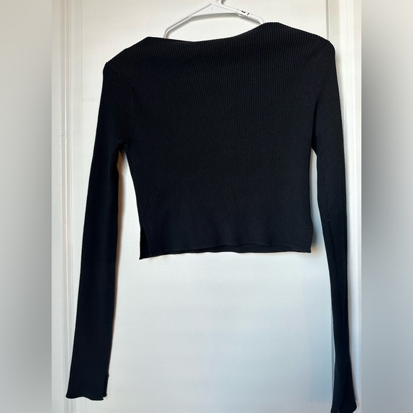 NWT ALL SAINTS BLACK KNIT SQUARE NECK SWEATER TOP - Picture 4 of 5